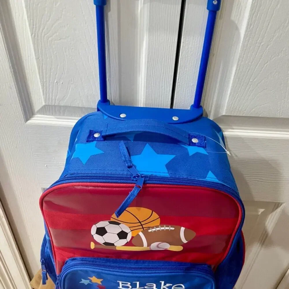 ROLLING SUITCASE BACKPACK 18’ RED BLUE Blake name Embroidered back to the school